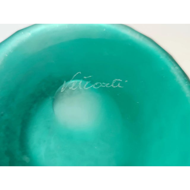 Teal Polished Hand-Blown Murano Glass Vase by Vetrarti, 1990s For Sale - Image 10 of 11