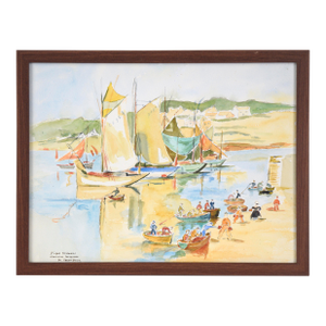 Fishermen at the Shore in Concarneau - France Landscape by M. Saint-Guily