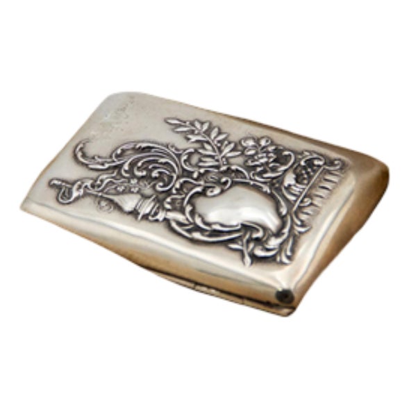 Cigarette Case in Embossed Silver with Islamic Motifs For Sale