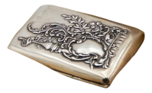 Cigarette Case in Embossed Silver with Islamic Motifs