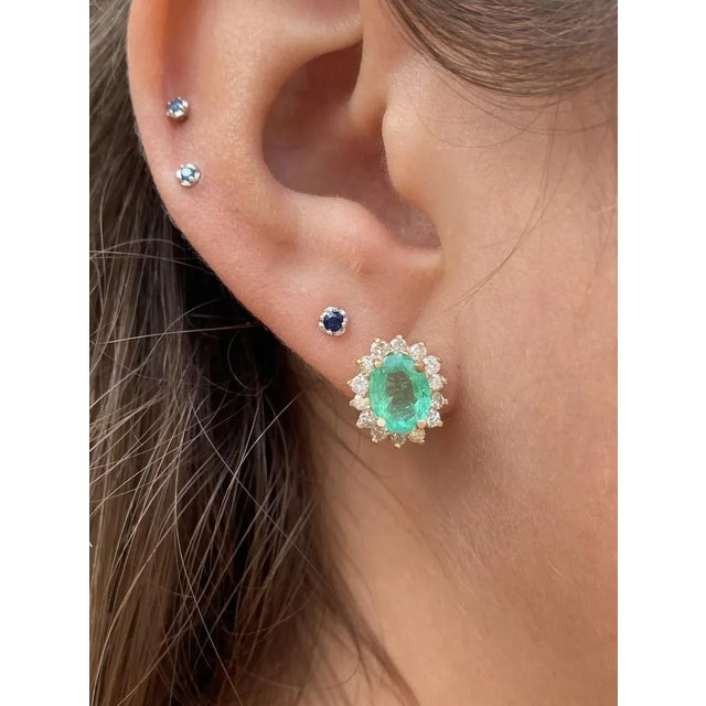 2020s Natural 3mm Dark Blue Sapphire Stud Earrings in White Gold Plated Silver - 2 Pieces For Sale - Image 5 of 5