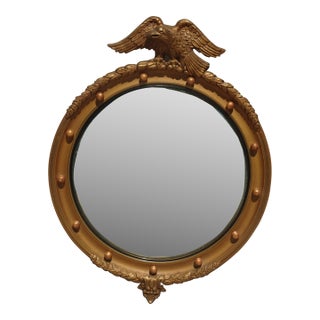 Antique Federal 13 Colonies Eagle Bullseye Convex Gold Wall Mantle Mirror #2 For Sale