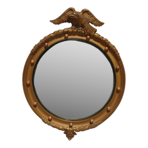 Antique Federal 13 Colonies Eagle Bullseye Convex Gold Wall Mantle Mirror #2