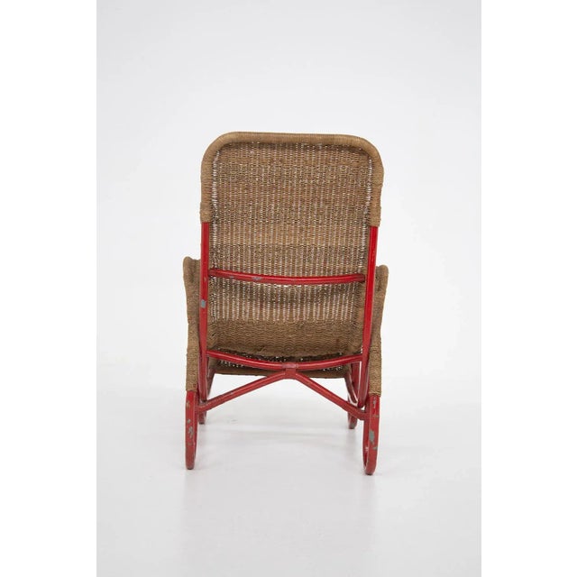 Bauhaus Wicker and Painted Metal Armchair, 1930s For Sale - Image 6 of 10