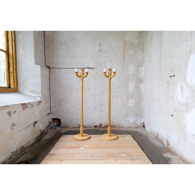 Floor lamps manufactured in Sweden. It’s made in solid pine. These ones with organically sculptured pine that gives a...