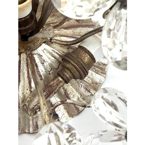 Filigree Flush Mount with Crystal Flowers from Maison Baguès, France, 1920s For Sale - Image 16 of 18