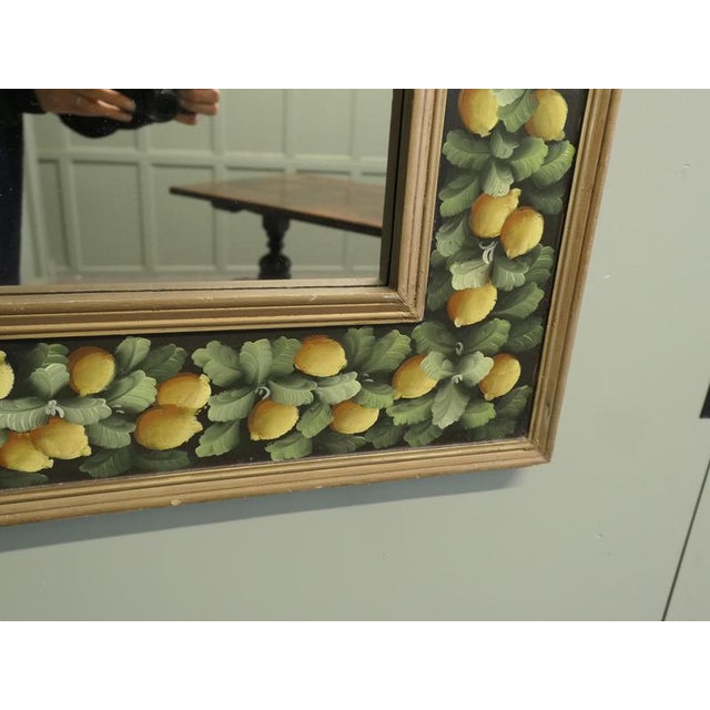 1930s Folk Art Wall Mirror with Cushion Frame and Lemon Decoration, 1930 For Sale - Image 5 of 8