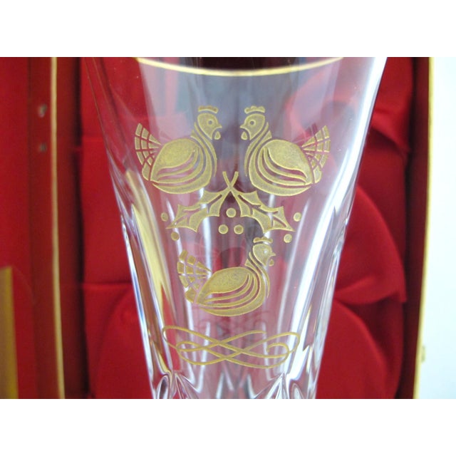 Waterford Crystal 3 French Hens 12 Days of Christmas Gold Champagne Flute in Box For Sale In Portland, OR - Image 6 of 13