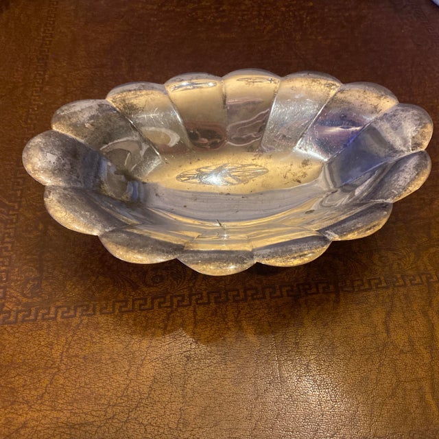 Traditional Vintage Reed & Barton Silver-on-Copper Fluted Oval Bowl For Sale - Image 3 of 11