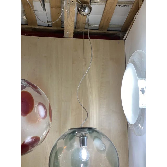 Contemporary Olive-Green and Transparent Sphere Lamp in Murano Glass from Simoeng, 1990s For Sale - Image 3 of 9