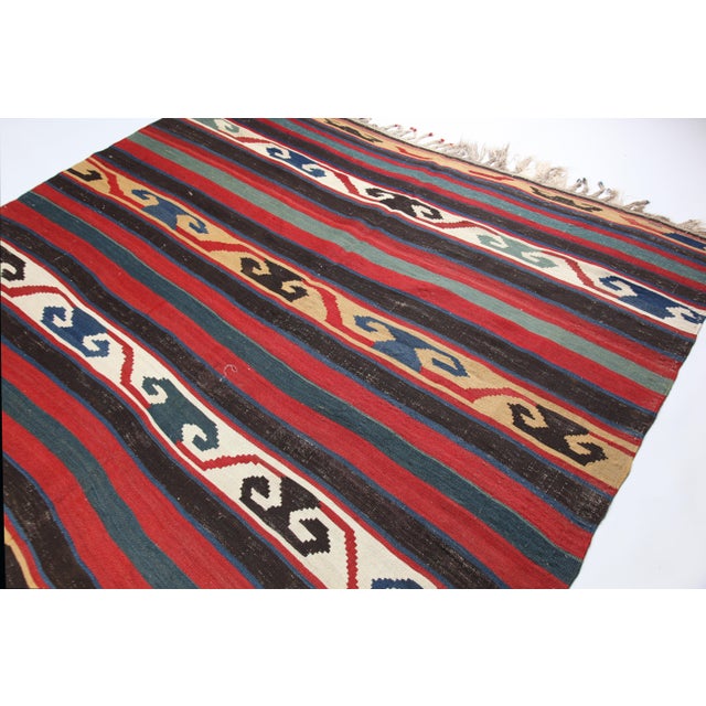 Late 19th Century Antique Caucasian Handwoven Kazak Kilim Rug -5' 10'' X 7' 5'' For Sale - Image 5 of 14