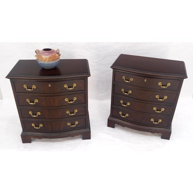 Pair Banded Top 4 Drawers 31" High Small Chests End Tables Night Stands MINT For Sale - Image 15 of 16