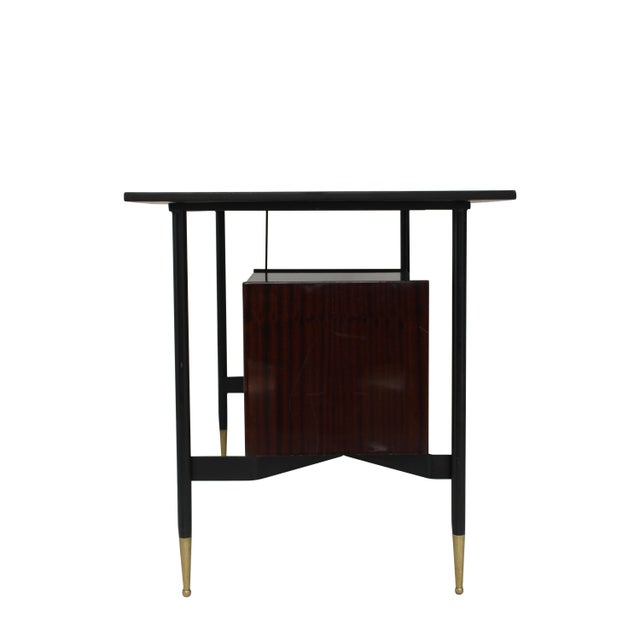 Metal Mid-Century Rosewood Desk with White Lacquered Drawers, Italy, 1950s For Sale - Image 7 of 9