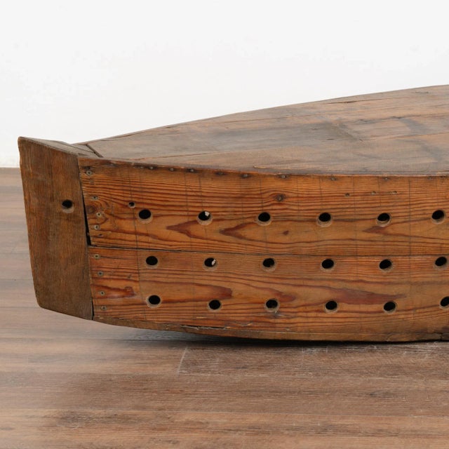 Rustic Rustic Vintage Decorative Model Boat With Holes for Fishing or Large Creel, Circa 1940 For Sale - Image 3 of 11