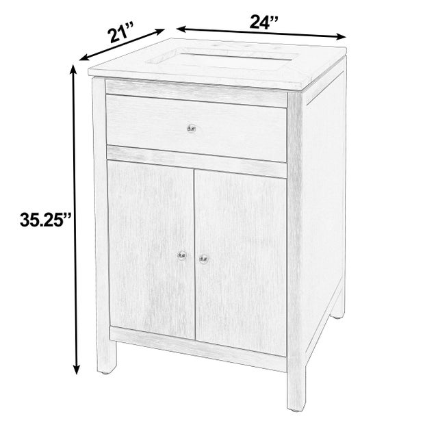 Spritely Home Accent Furniture Nora 24 in. W Rectangular Wood & Marble Bathroom Vanity with Storage, Antique Taupe For Sale - Image 4 of 11