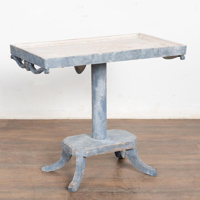 19th Century Swedish Blue Pedestal Side Table For Sale - Image 11 of 11