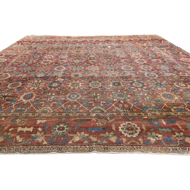 Rustic Antique Persian Bakshaish Rug, 10'09 X 14'08 For Sale - Image 3 of 10