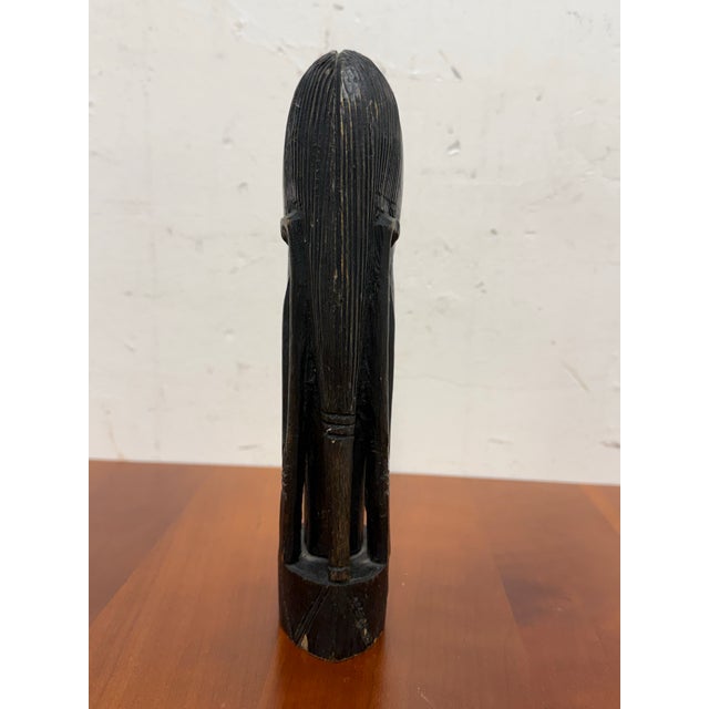 1980s African Hand Carved Wood Head Sculpture For Sale - Image 5 of 12