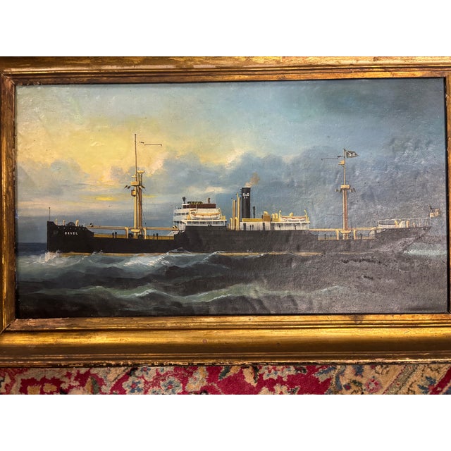 An oil on artists board of the USS Deuel (APA-160), a Haskell-class attack transport in service with the United States...
