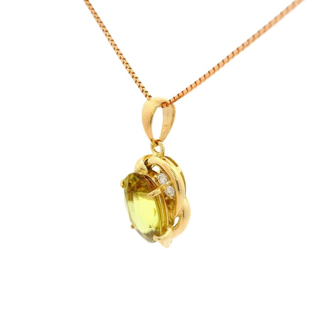 Early 21st Century Sphene Diamond 18k Gold Pendant Necklace For Sale - Image 5 of 6