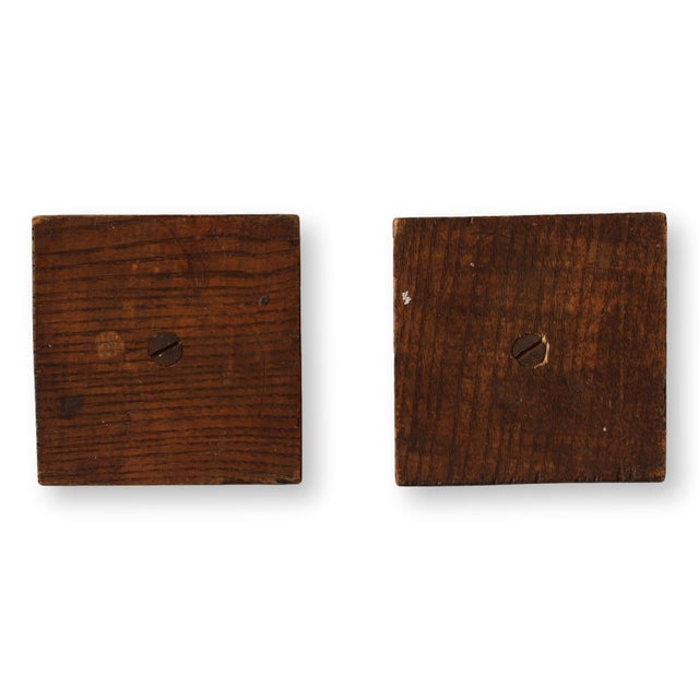 Traditional Antique Arts & Crafts English Oak Candlesticks For Sale - Image 3 of 5