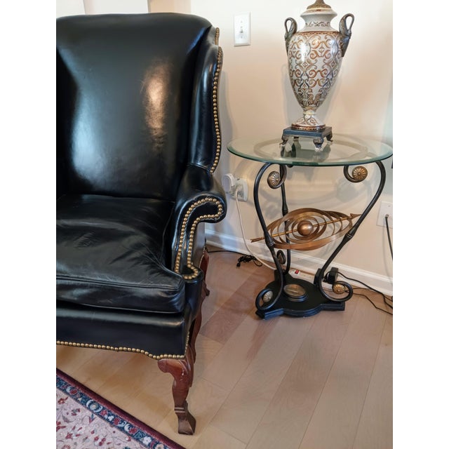 Rare No. 200 Bicentennial Limited Edition Leather Wingback Chair by Leathercraft-Hickory Nc. Excellent Condition For Sale - Image 9 of 12