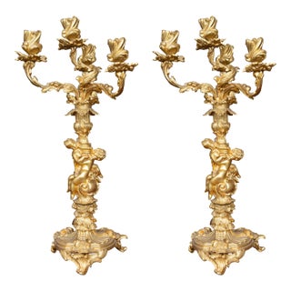 19th Century Pair of French Ormolu Candelabra For Sale