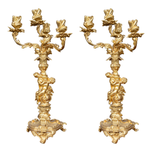 19th Century Pair of French Ormolu Candelabra