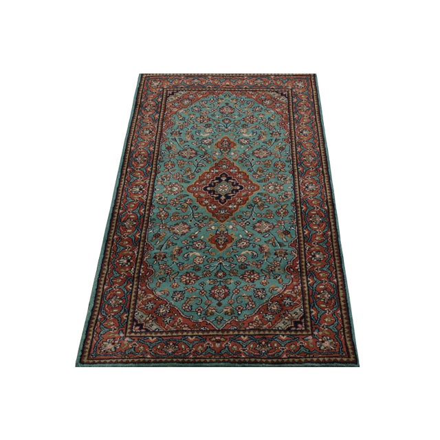 Rug & Kilim Rug & Kilim’s Kashan Style Runner Rug in Red and Blue With Geometric Patterns For Sale - Image 4 of 7