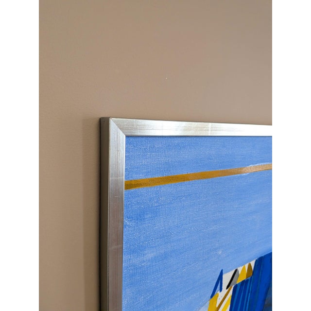 Mid-Century Modern 'The Golden Divide' Swedish Original Abstract Oil Painting, Framed For Sale - Image 6 of 11