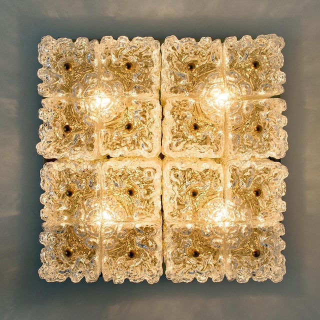 Large Thick Textured Glass Ceiling Flushmount from Kaiser, 1960s For Sale - Image 16 of 18