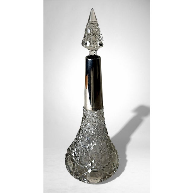Biedermeier Biedermeier Large Bohemian Crystal Perfume Bottle With German Sterling Silver For Sale - Image 3 of 18