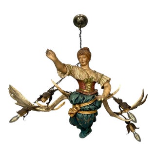 Antique Lusterweibchen Chandelier (Often Called a Bar Maiden or Forest Maiden Antler Chandelier), Originating From Germany For Sale