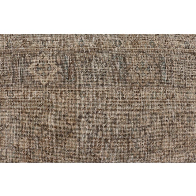 Light Green, Brown & Tan Persian Tabriz Antique Rug in All Over Herati Design 7'10 X 11'10 For Sale In Atlanta - Image 6 of 16