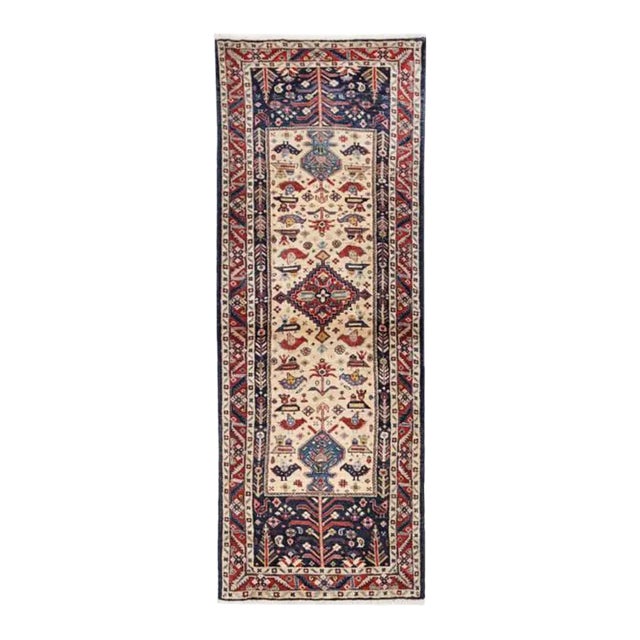 Pasargad Ivory Color Hand Knotted Persian Shiraz Runner For Sale