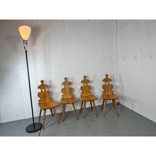 Wood Tiroler Brutalist Handmade Wood Dining Chairs, 1960s, Set of 4 For Sale - Image 7 of 10