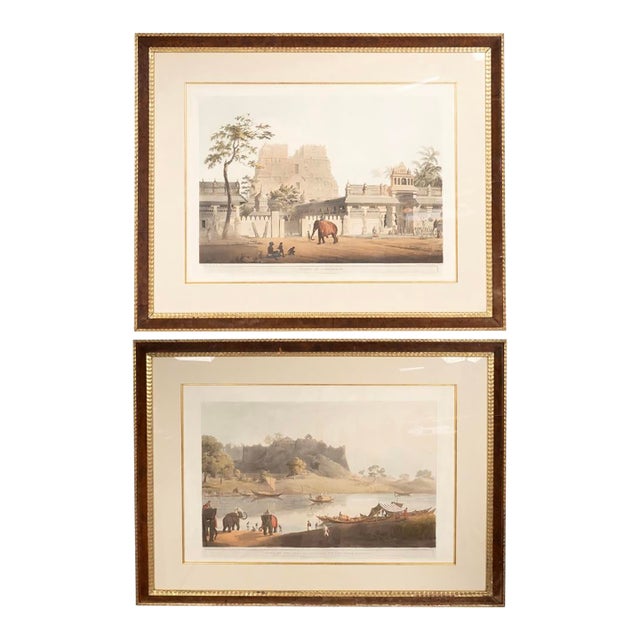Henry Salt, Engravings of Pagoda at Ramisseran, Ruins of the Port - Set of 2 For Sale