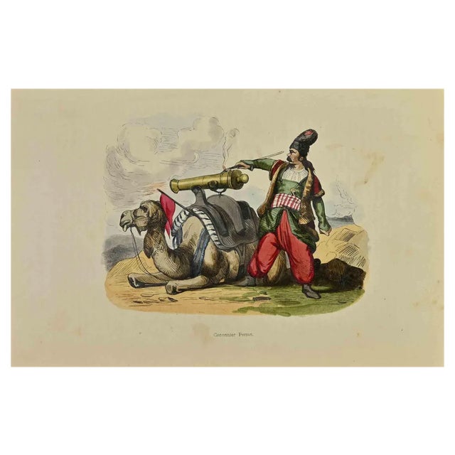Auguste Wahlen, Persian Gunner, Lithograph, 1844 For Sale