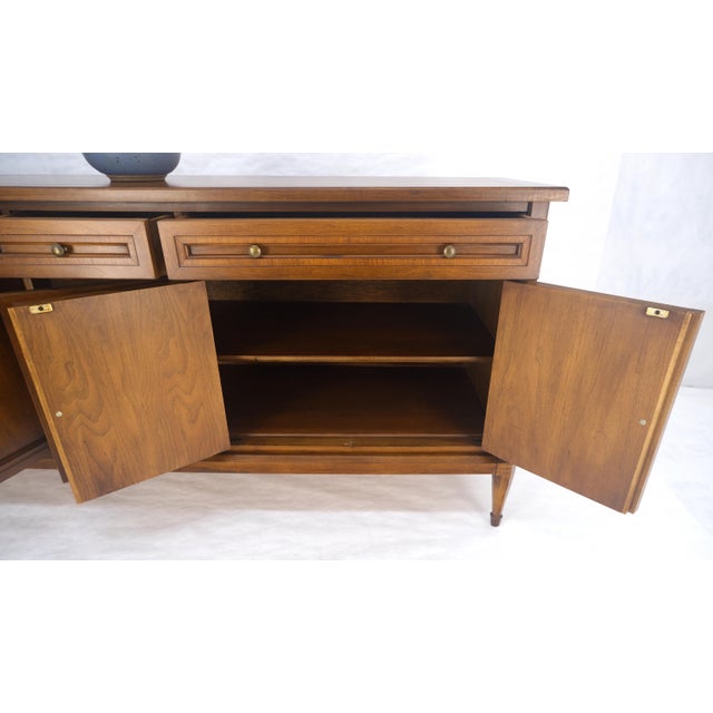 Fine Mid Century Light Walnut 5 Doors 3 Drawers Credenza Dresser Sideboard MINT For Sale - Image 12 of 13
