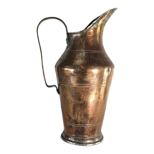 Antique Ottoman Tinned Copper Ewer, Hand-Wrought Middle Eastern Ibrik (Circa 1880–1930)
