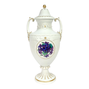 Antique Meissen Jugendstil Porcelain Covered Urn or Vase With Pansies & Violets