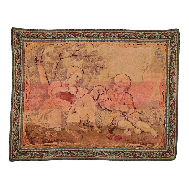 Vintage Bucolic Scene Tapestry with Fabric Weaving, Italy, 1950s For Sale