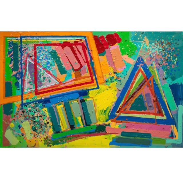 Abstract Expressionism Edward Avedisian, Large Mod Abstract Expressionist Modernist Edward Avedisian Color Field Painting, c. 1979-1980's For Sale - Image 3 of 6