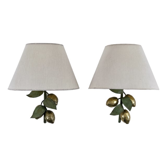 Large Mid-Century Brass Lemon Sconces by Hans Möller, 1970s, Set of 2 For Sale