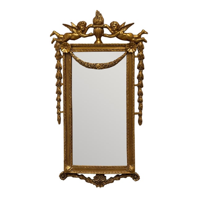 Italian Cherubs With Festoon Wall Mirror For Sale
