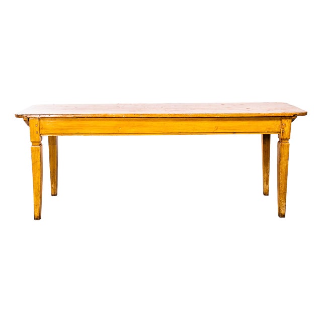 Vintage French Rectangular Angular Dining Table in Faux Wood, 1920s For Sale