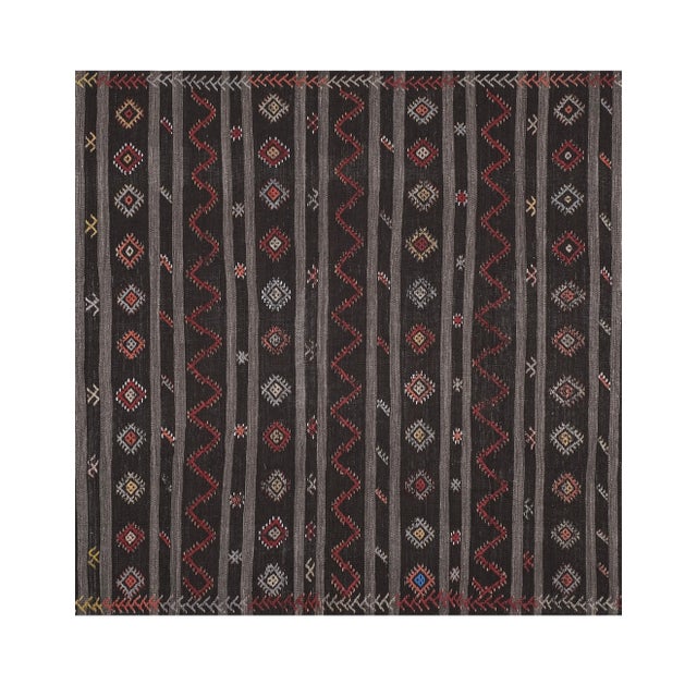 Vintage Goat Hair Turkish Flat Weave Kilim 7'5'' X 10'8'' For Sale - Image 4 of 13