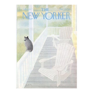 1977 Vintage New Yorker Magazine Cover by Charles Martin, July 18, Cat For Sale