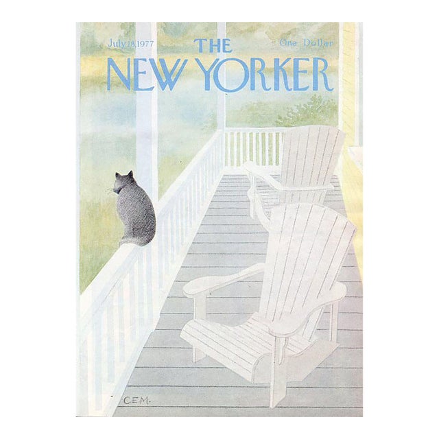 1977 Vintage New Yorker Magazine Cover by Charles Martin, July 18, Cat For Sale