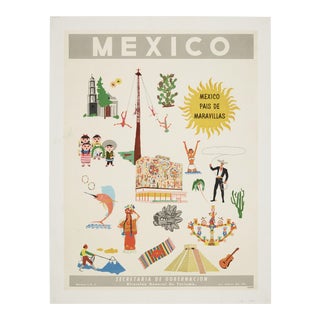 Vintage Travel Poster "Mexico Pais De Maravillas" For Sale